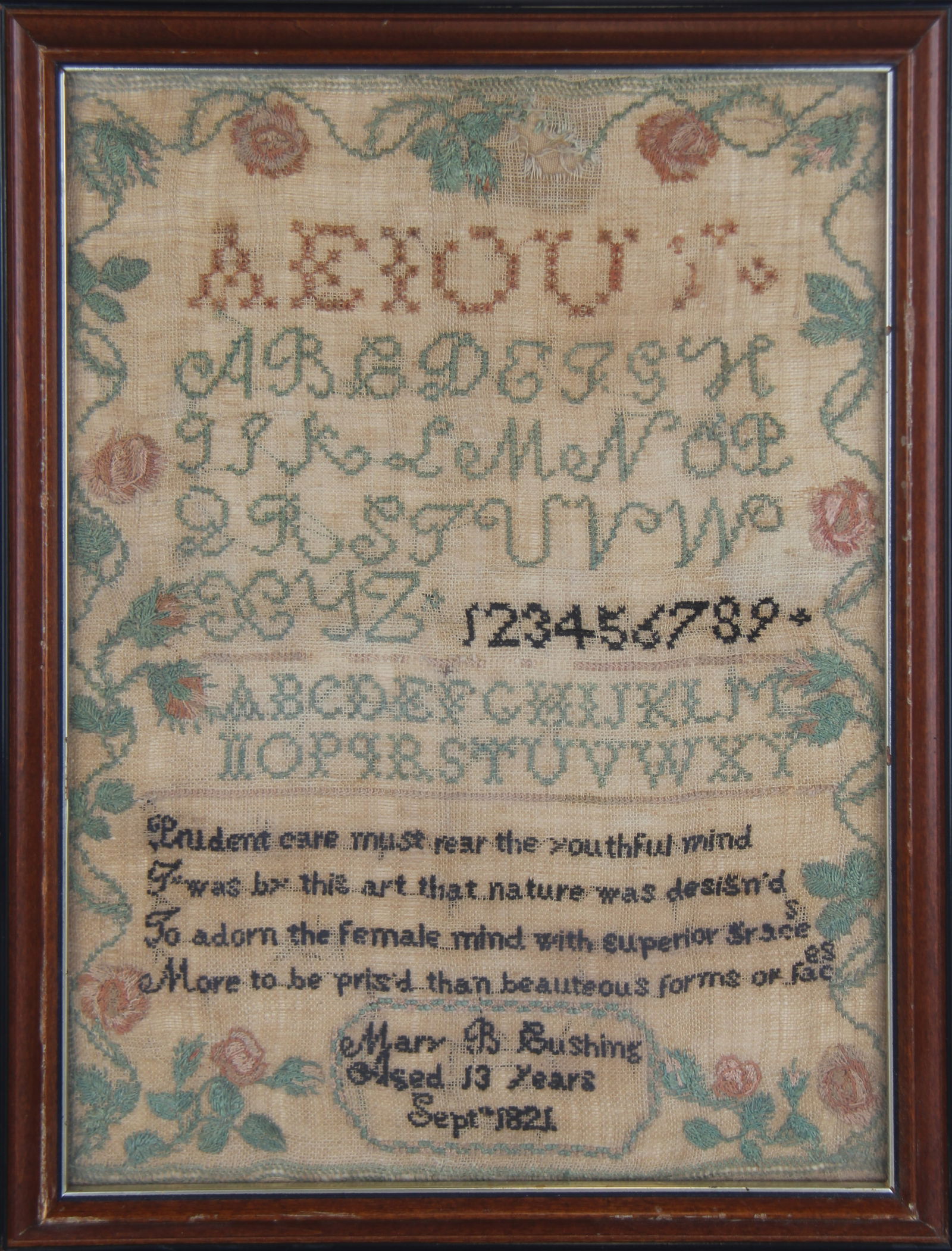 1821 American Schoolgirl Sampler (1 of 1)