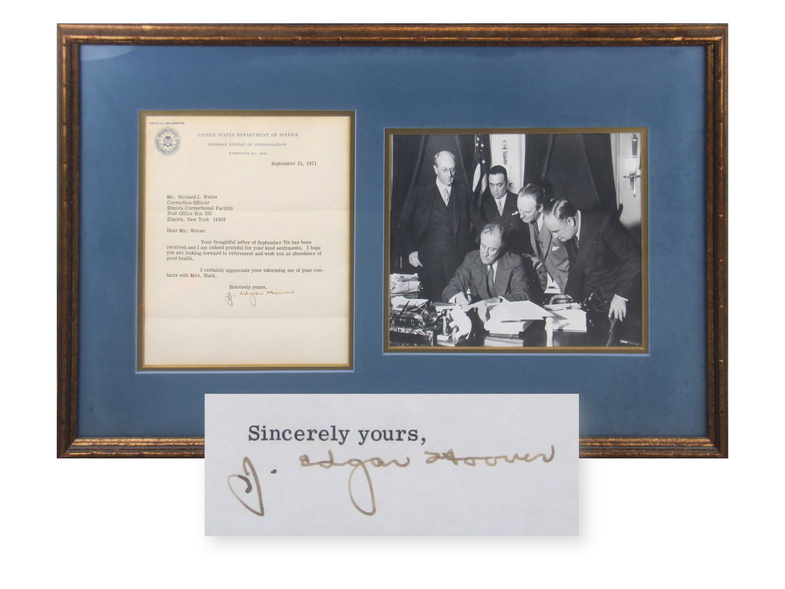 J. Edgar Hoover Signed Typed Letter Signed (1 of 3)