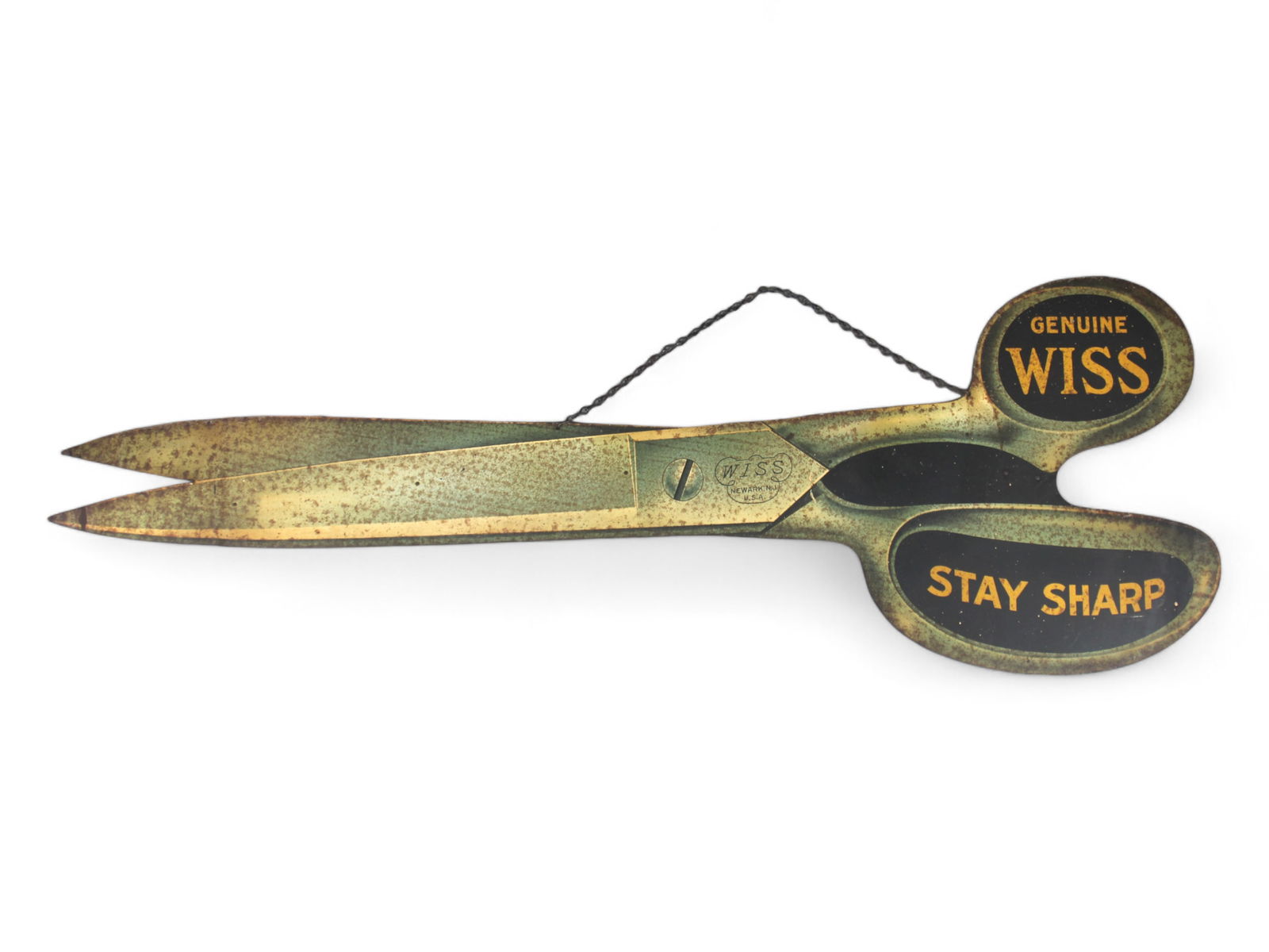 Wiss Scissors Die Cut Tin Litho Figural Trade Sign (1 of 5)