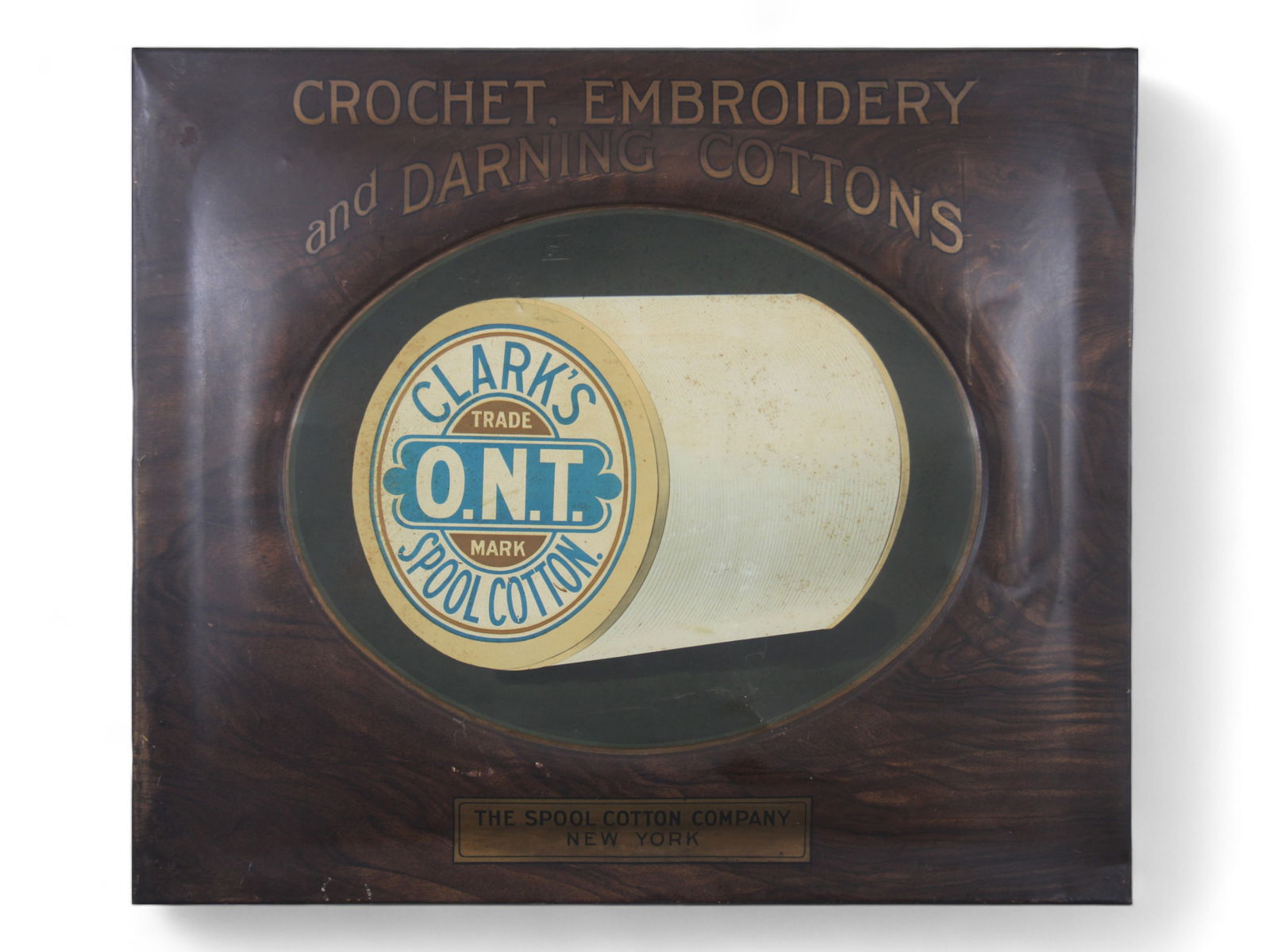 Clark's O.N.T. Spool Cotton Tin Advertising Sign (1 of 3)