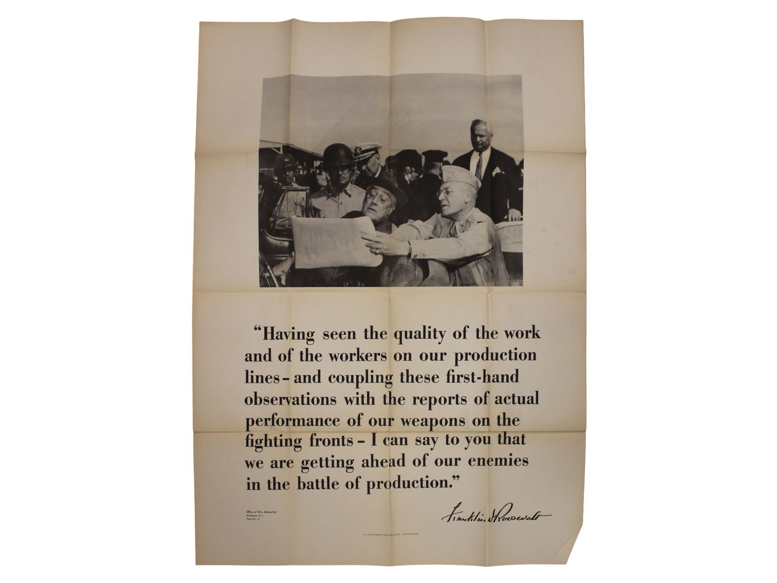 (2) Original World War II Propaganda Posters: Lot consists of (2) original World War II propaganda posters. Includes (i) "A Careless Word...Another Cross" Poster by John Atherton, OWI Poster No.23, U.S. Government Printing Office 1943-O-501237, a