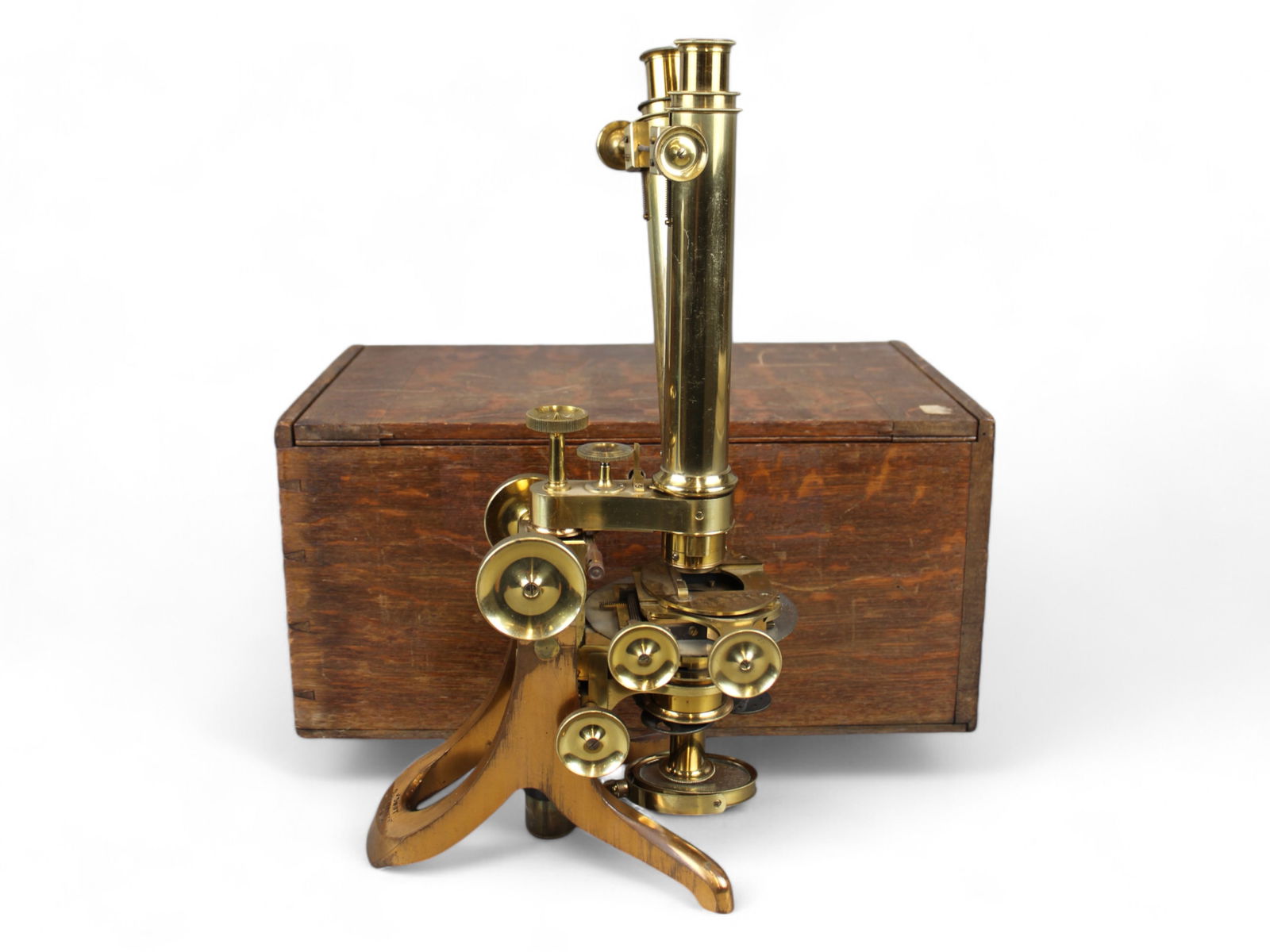 Brass Swift Paragon Microscope In Wooden Case (1 of 8)