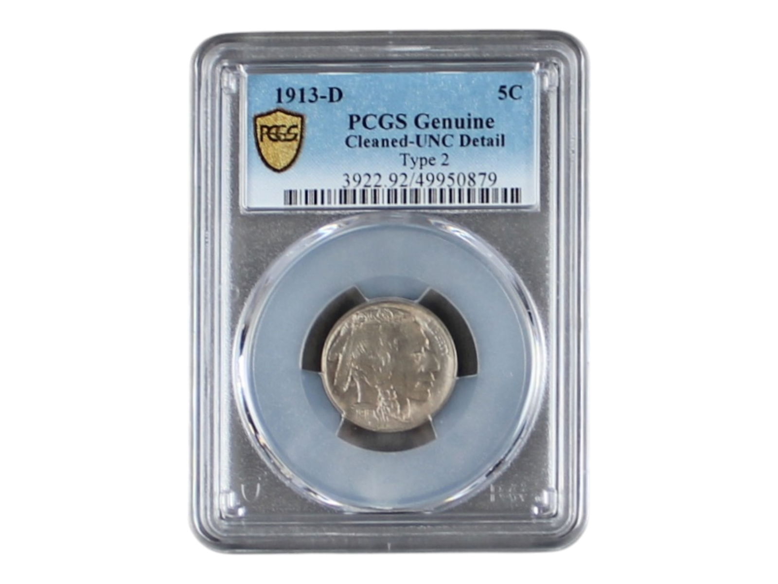 PCGS Slabbed 1913-D 5 Cents Type 2 UNC Detail (1 of 2)