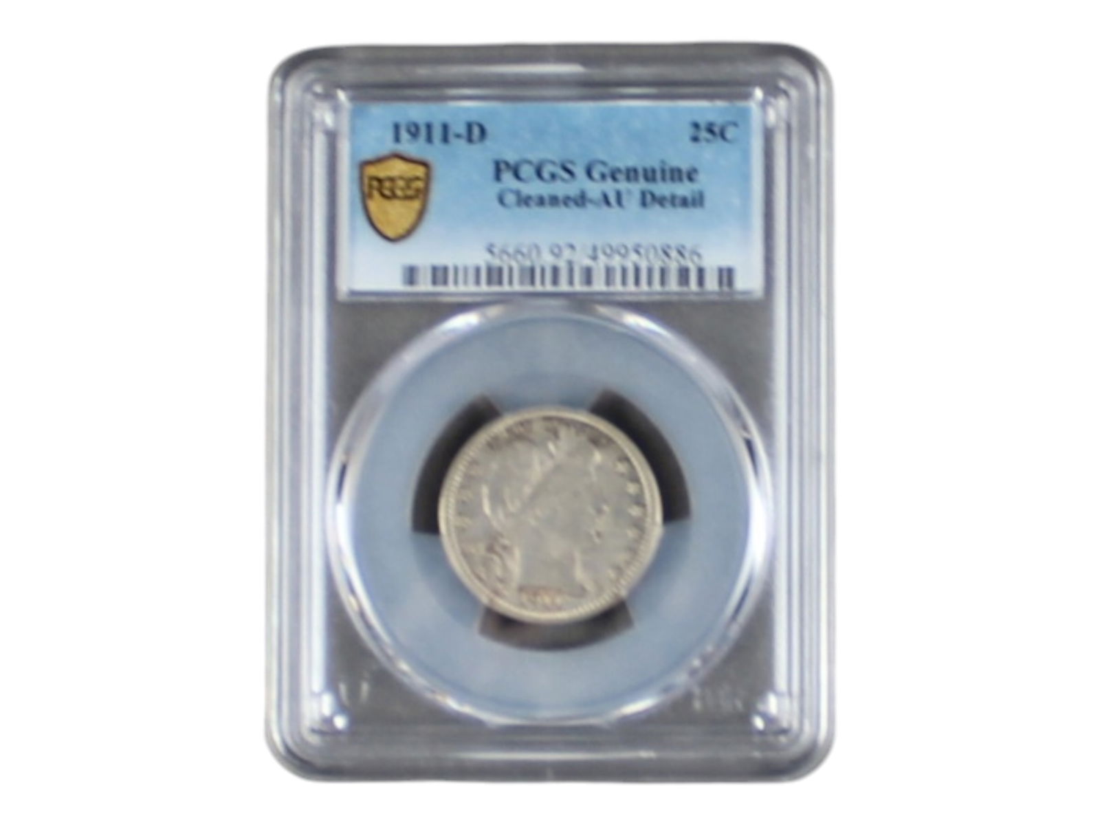 PCGS Slabbed 1911-D 25 Cents AU Cleaned (1 of 2)