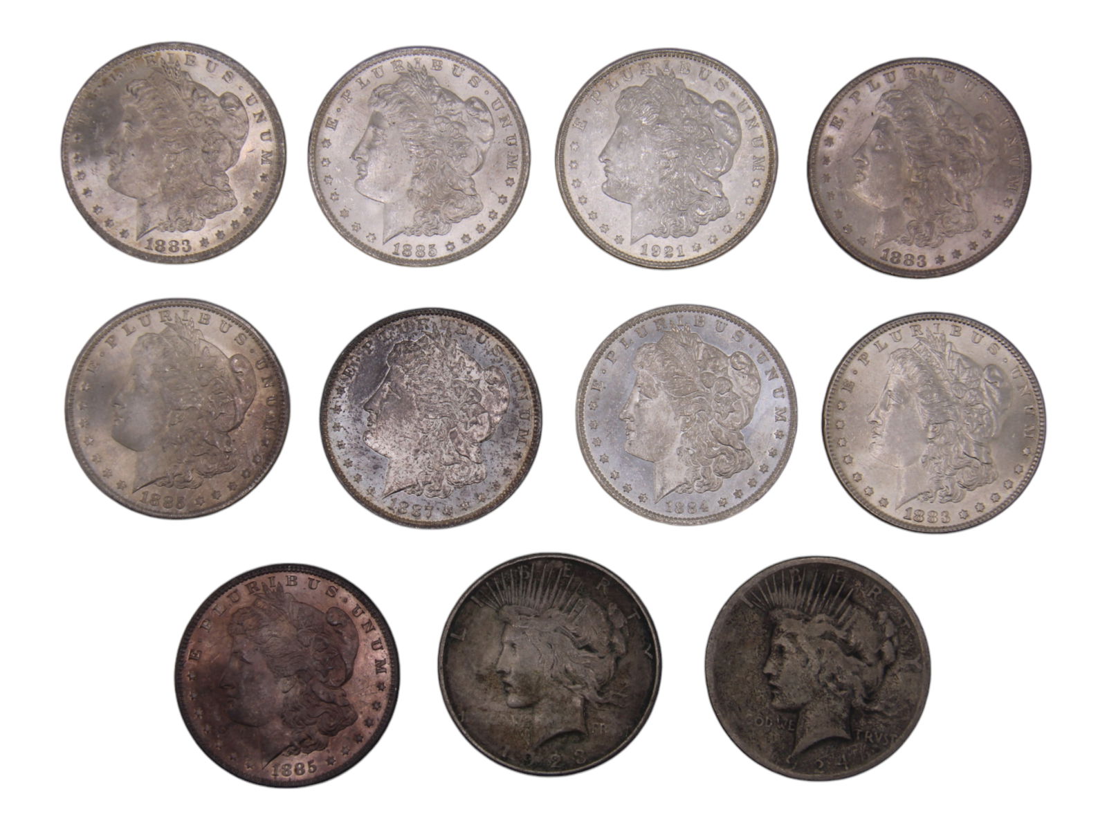 (9) High Grade Morgan Dollars & (2) Peace Dollars (1 of 2)