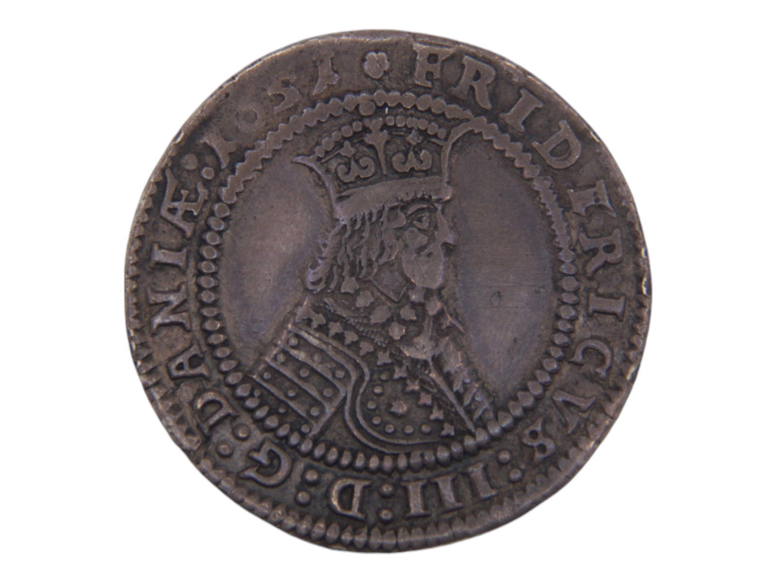 Denmark 1651 4 Mark, 1 Krone: Denmark KM 180 4 Mark/1 Krone. See images for condition. From a single owner, lifetime, comprehensiveDanish coin collection from the late-Viking and Medieval period to modern.