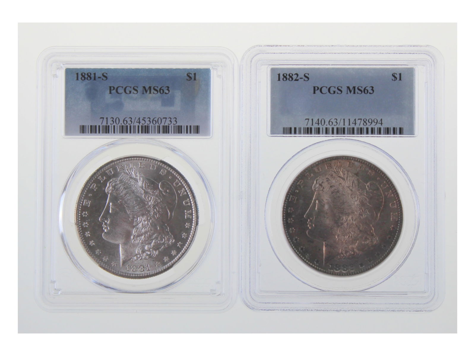 PCGS Graded 1881-S & 1882-S Dollars MS63 (1 of 2)