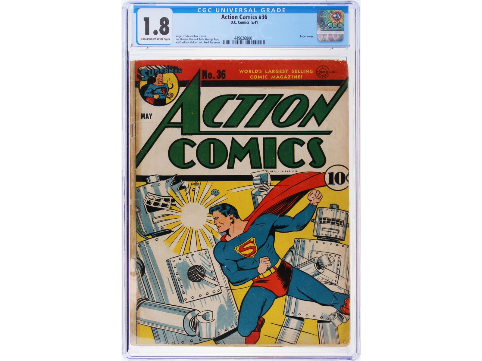 D.C. Comics Action Comics #36 CGC 1.8 (1 of 2)