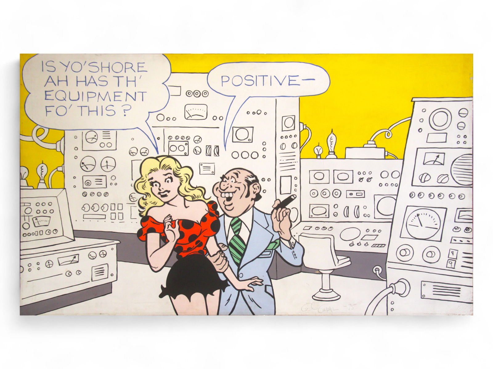 Al Capp Original Oil Painting: 42" x 72" Oil on Canvas featuring Daisy Mae. Signed and Dated Lower right "Al Capp 75".