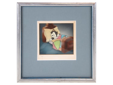 Pinocchio Figaro in Bed Courvoisier Production Cel