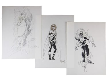 (3) Original Comic Character Sketches