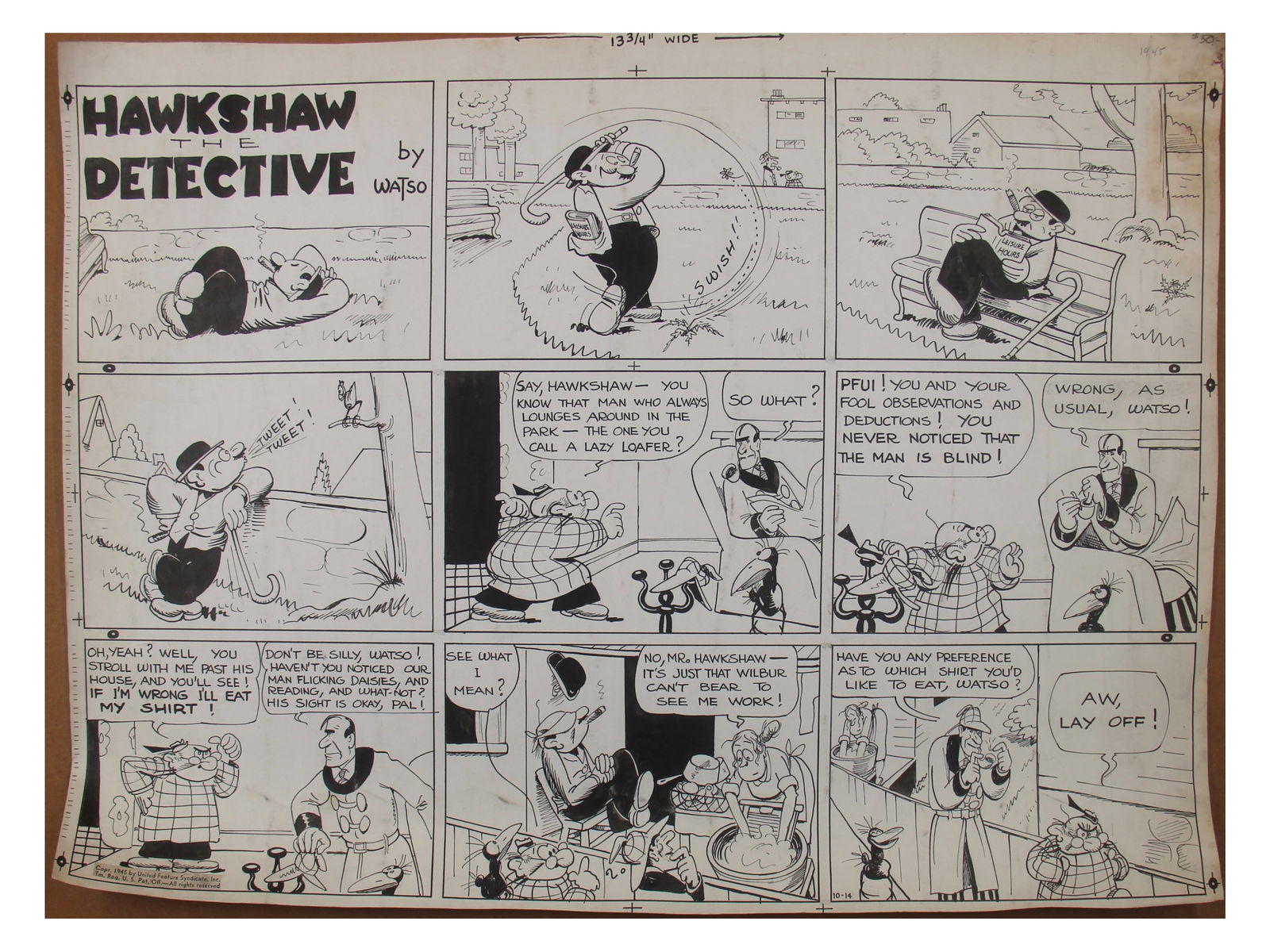 Gus Mager - Hawkshaw the Detective Sunday Comic (1 of 1)