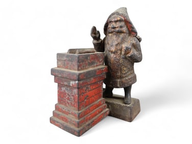 Original Cast Iron Mechanical Santa Bank