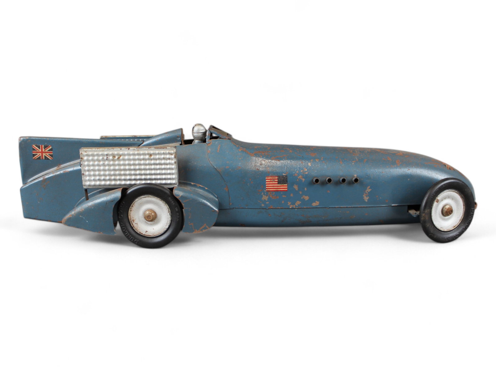 Kingsbury Motor Driven Race Car: Kingsbury Motor Driven race car. Worked when tested. Approx. 19'' long. Some paint loss.