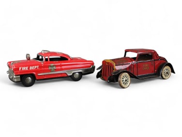 Marx and Japan Tin Litho Fire Department Cars