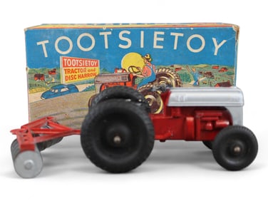 Boxed Tootsietoy Tractor and Disc Harrow