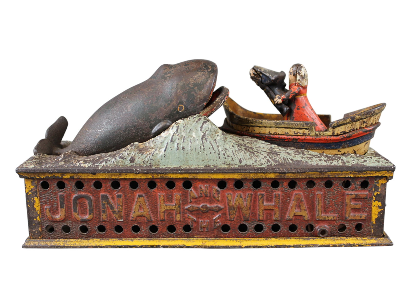 Shephard Hardware Jonah & the Whale Cast Iron Bank: Shephard Hardware Jonah and the Whale Cast Iron Bank. Working order.