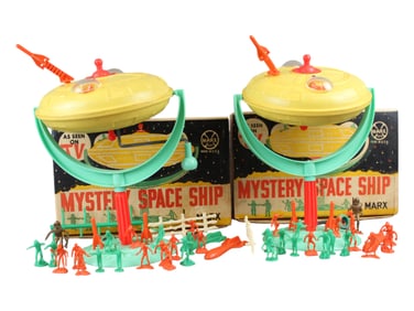(2) Boxed Marx Mystery Space Ship Toys