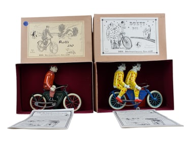 (2) Boxed DBS German Tin Windup Bicycles