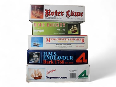 (5) Wooden Boat Model Kits in Original Boxes