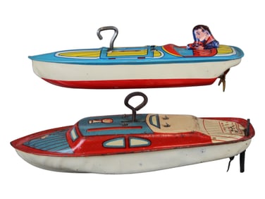 Lot of (2) Tin Wind Up Boats