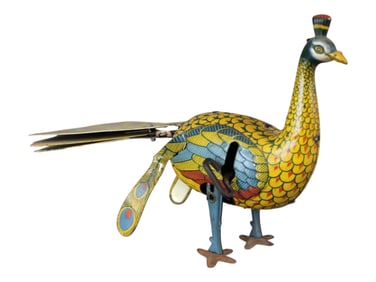 Japanese Tin Litho Wind-Up Peacock Toy