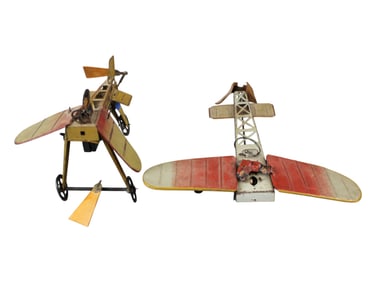 Lot of Two Early European Wind Up Airplanes