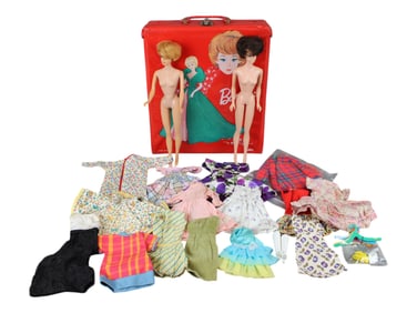 Barbie Red Case, 2 Bubblecuts & Outfits