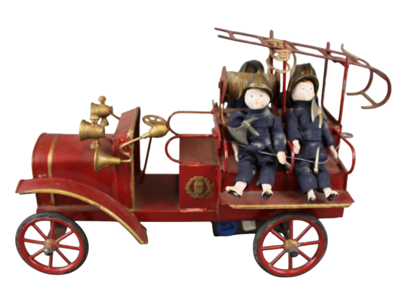 Early French Wind Up Fire Truck With Firemen (1 of 7)