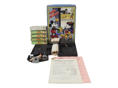 Cine Mickey Projector w Films in Box, France 1938