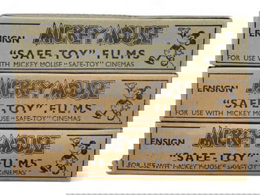 (3) Mickey Mouse Safe-Toy Films in Boxes, 1930s UK