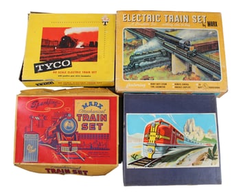 Lot of 4 Boxed Train Sets, Marx, Tyco, Etc