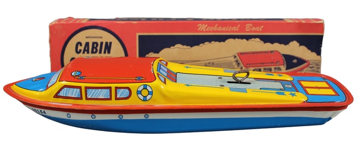 Tin Litho Cabin Cruiser Toy, Ohio Art