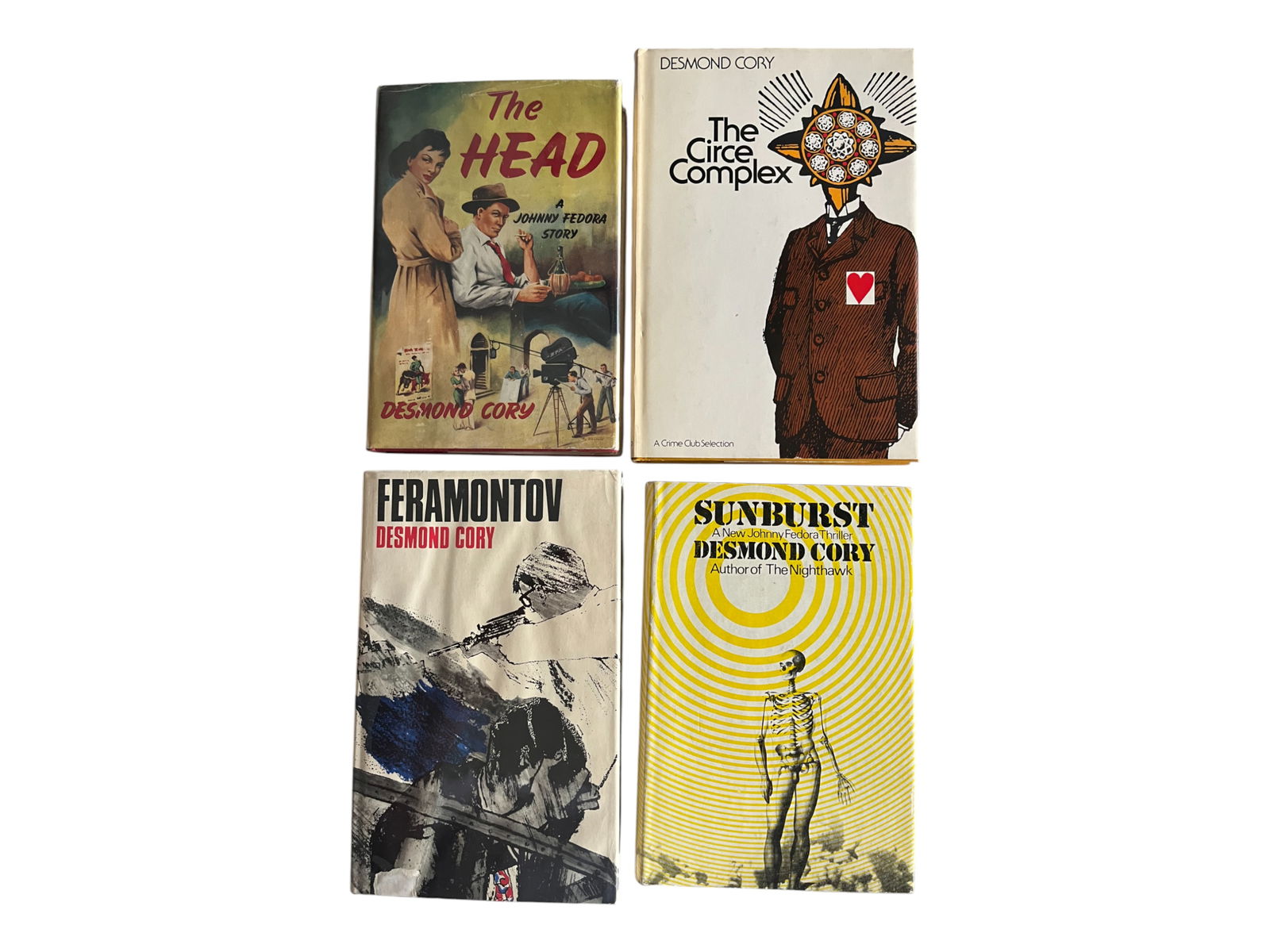 Desmond Cory. Lot of (6) 1st's in DJ's: Lot includes 1st U.S. editions on The Circe Complex & A Bit of a Shunt Up the River together with 1st U.K. Editions of The Head, Sunburst, Feramontov & The Circe Complex.From the Otto Penzler Collecti