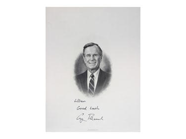 George Bush Signed Engraving