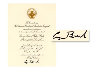George H. W. Bush Signed 1989 Inaugural Invite JSA