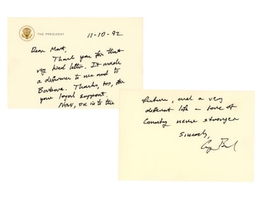 President George H.W. Bush Signed Handwritten Note
