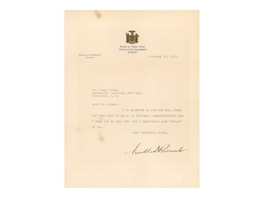 President Franklin D. Roosevelt Signed Letter JSA