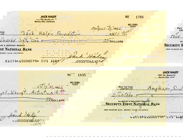 (2) Jack Haley Signed Checks