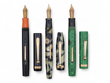 (3) Artcraft Mint & Stickered Fountain Pens