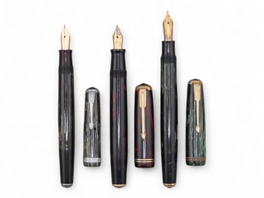 (3) Parker Shadow Wave Vacumatic Fountain Pens