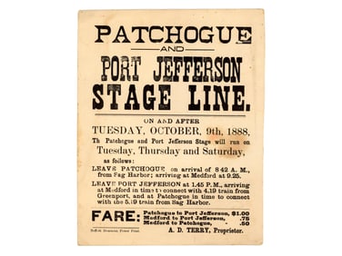 Scarce Long Island Stage Line Broadside