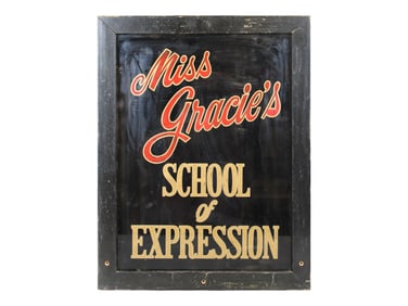 Reverse Painted Glass Sign Miss Gracie's School