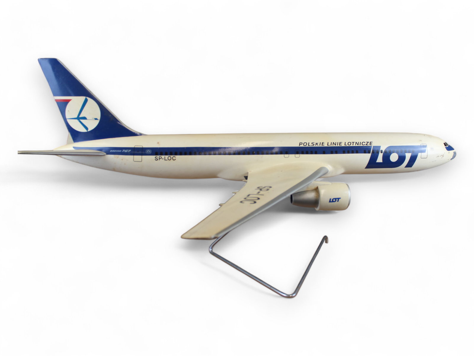 LOT Polish Airlines Large Desk Model Airplane: LOT Polish Airlines Desk Model Plane, Boeing 767, SP-LOC. Approx. 42 inches long, 38'' wingspan.