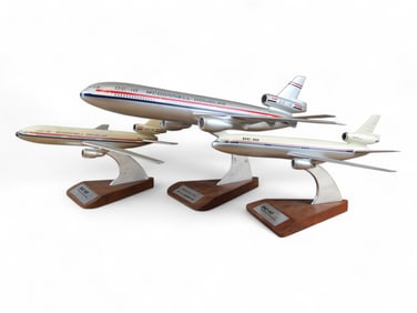 (3) McDonnell Douglas DC-10 Desk Model Airplanes