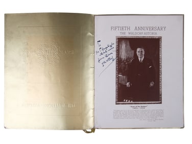 Oscar Tschirky Signed, 50th Anniversary Waldorf