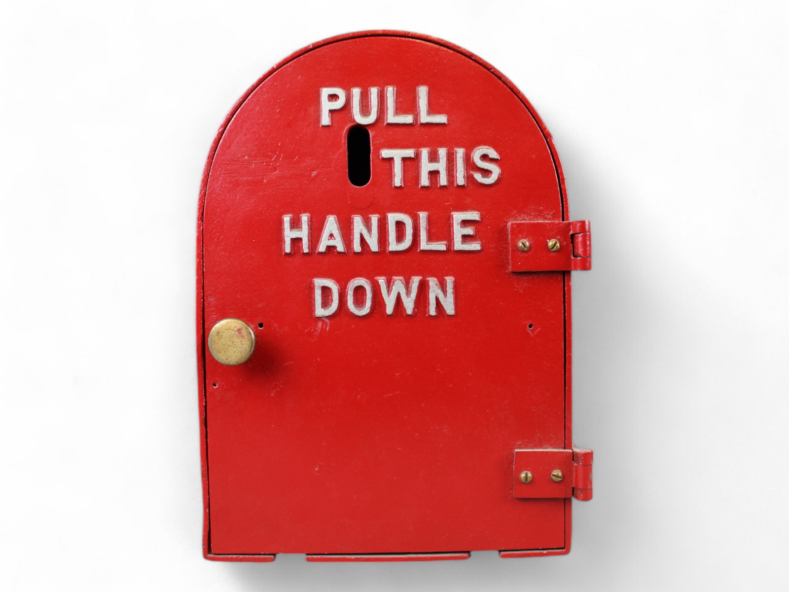 Gamewell FDNY Round Top Fire Alarm Call Box: Cast iron, wall mount/pedestal Fire Alarm Telegraph Call Box (Shell Only), no internal parts. Bottom edge of interior door incised "FDNY". Approx. 11-1/4" x 8" x 4-3/4".