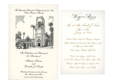 Donald Trump & Melania Wedding Program & Menu