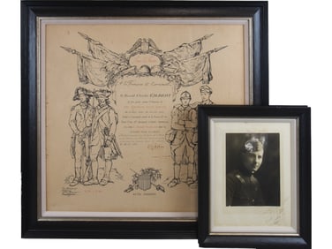 WW1 American Field Service Diploma & Signed Photo