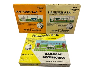 3 Boxed Plasticville Master Builder Sets